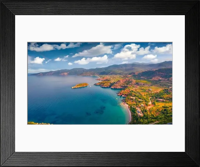 Framed Print : View from flying drone of Kardamili port Framed Print : View from flying drone of Kardamili port