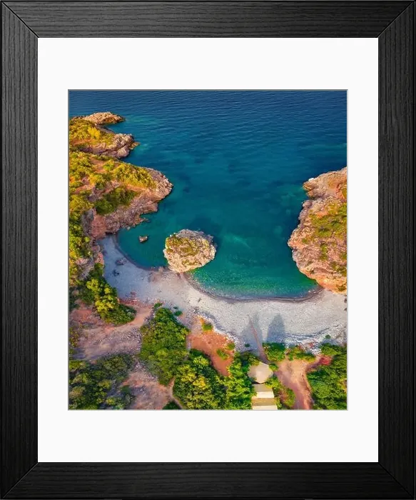 Framed Print : Straight down morning view of Foneas beach Framed Print : Straight down morning view of Foneas beach