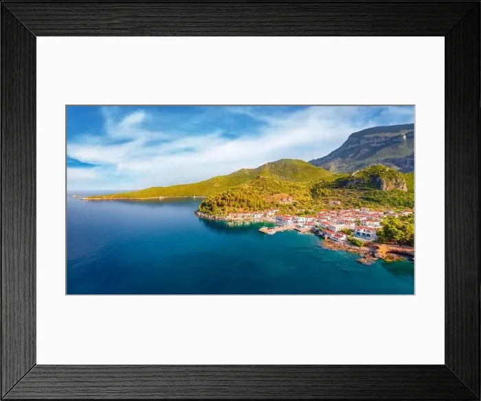 Framed Print : View from flying drone of Paralia village Framed Print : View from flying drone of Paralia village