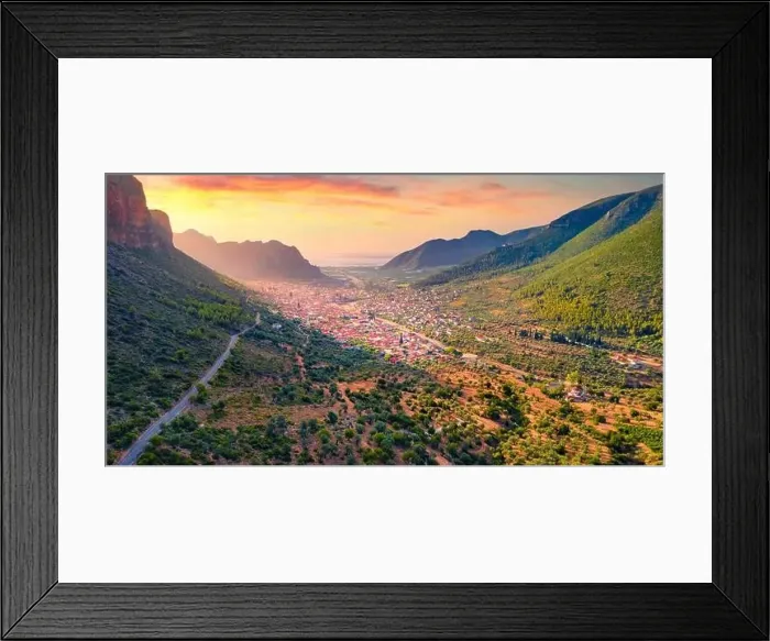 Framed Print : View from flying drone of Leonidio town Framed Print : View from flying drone of Leonidio town
