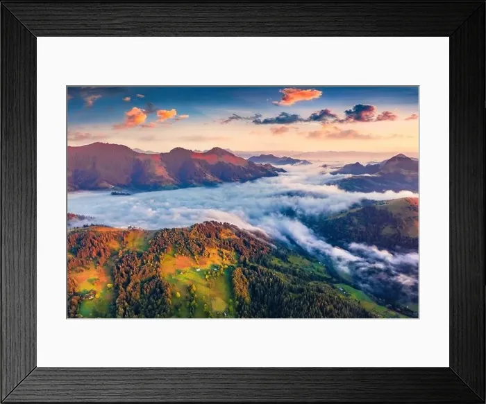 Framed Print : Spectacular colors sunrise on Carpathian mountains Framed Print : Spectacular colors sunrise on Carpathian mountains