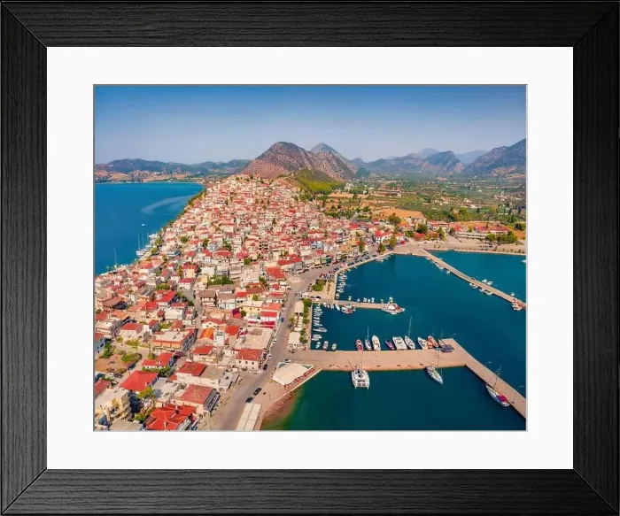 Framed Print : Magnificent summer cityscape of Ermioni port Framed Print : Magnificent summer cityscape of Ermioni port