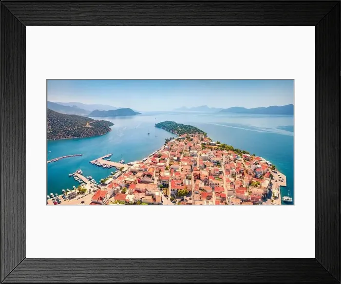 Framed Print : Bright summer cityscape of Ermioni port Framed Print : Bright summer cityscape of Ermioni port