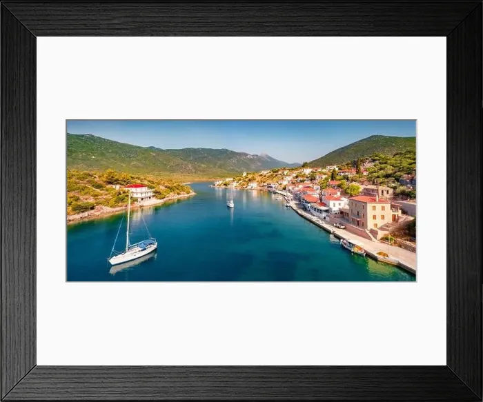 Framed Print : Panoramic view from flying drone of Limin Ieraka village Framed Print : Panoramic view from flying drone of Limin Ieraka village