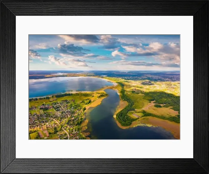 Framed Print : Colorful summer view from flying drone of Svityaz Lake Framed Print : Colorful summer view from flying drone of Svityaz Lake