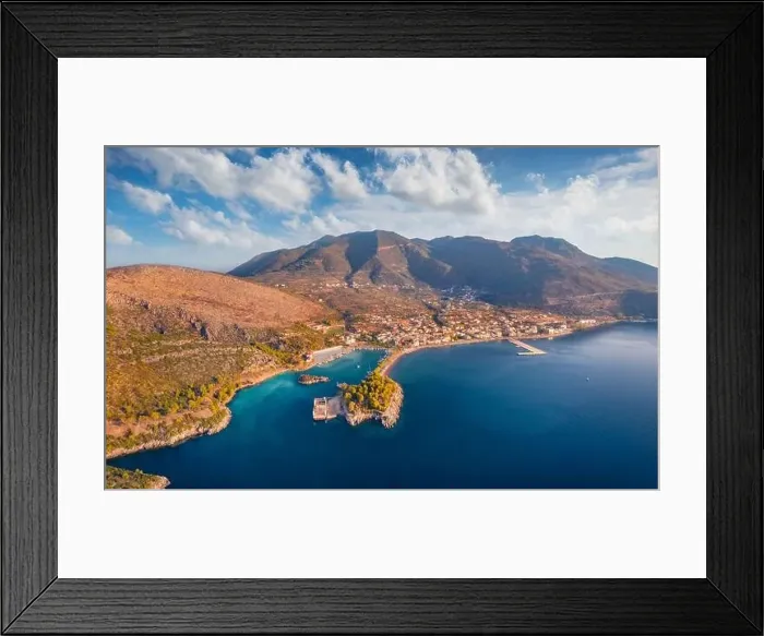Framed Print : View from flying drone of Methana port Framed Print : View from flying drone of Methana port