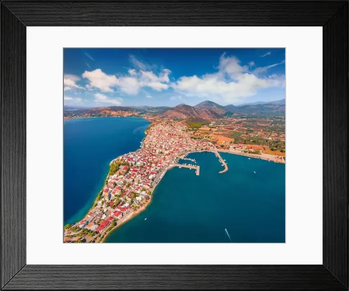 Framed Print : Breathtaking summer cityscape of Ermioni port Framed Print : Breathtaking summer cityscape of Ermioni port