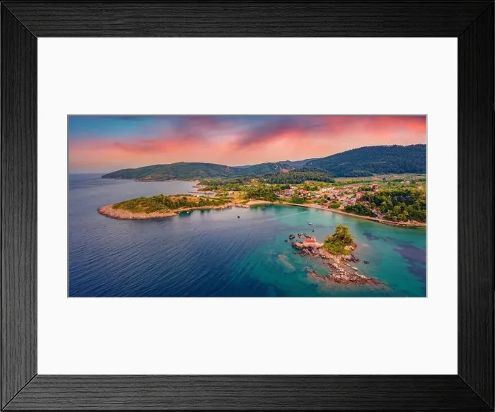 Framed Print : View from flying drone of Saint Nicholas church and Ag Framed Print : View from flying drone of Saint Nicholas church and Ag