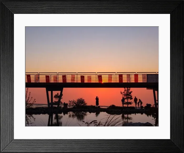 Framed Print : silhouette of park and people on observation deck against sunset sky Framed Print : silhouette of park and people on observation deck against sunset sky