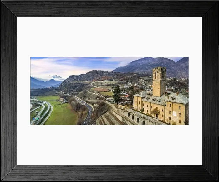 Framed Print : Italy, Valle d'Aosta region famous with medieval historic castles Framed Print : Italy, Valle d'Aosta region famous with medieval historic castles