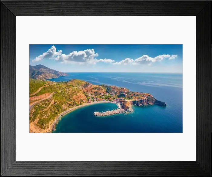 Framed Print : View from flying drone of Sampatiki port Framed Print : View from flying drone of Sampatiki port