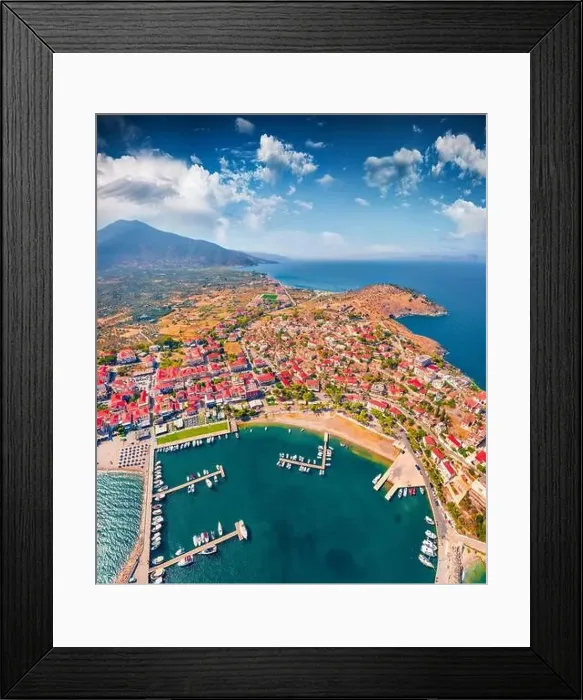 Framed Print : Splendid view from flying drone of Astros port Framed Print : Splendid view from flying drone of Astros port