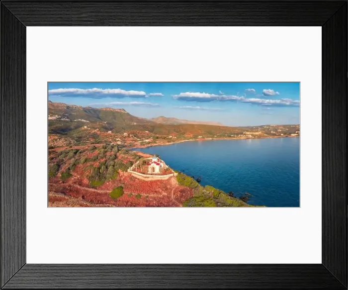 Framed Print : View from flying drone of Agia Paraskevi Church