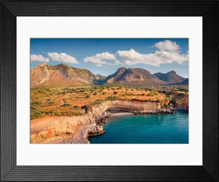 Framed Print : Splendid view from flying drone of popular tourist destination - Geopark of Agios Nikolaos Framed Print : Splendid view from flying drone of popular tourist destination - Geopark of Agios Nikolaos
