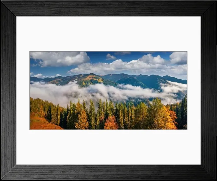 Framed Print : River of fog floving on the mountain valley Framed Print : River of fog floving on the mountain valley