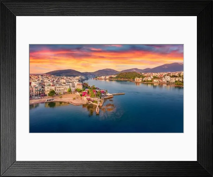 Framed Print : Colorful summer cityscape of Chalcis town Framed Print : Colorful summer cityscape of Chalcis town