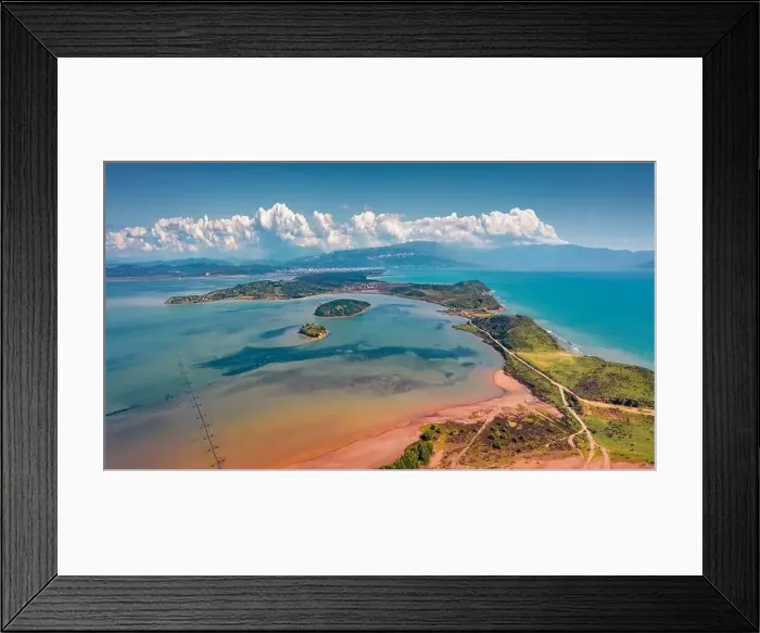 Framed Print : Captivating summer view from flying drone of Zvernec Beach Framed Print : Captivating summer view from flying drone of Zvernec Beach