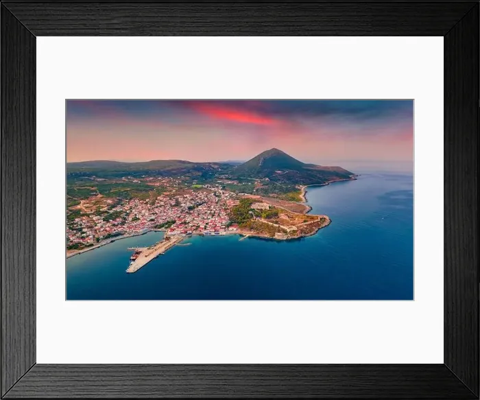 Framed Print : View from flying drone of Pylos Castle Framed Print : View from flying drone of Pylos Castle