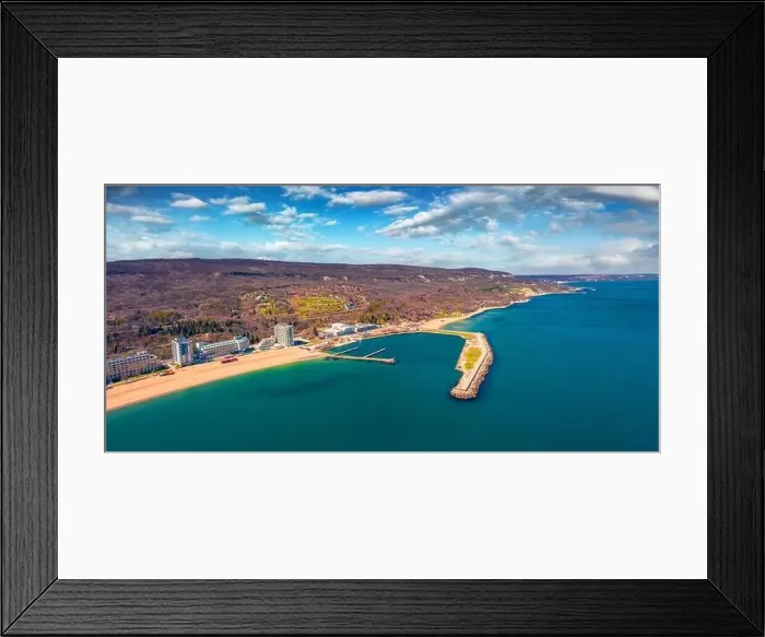 Framed Print : Gorgeous spring view of Golden Sands port Framed Print : Gorgeous spring view of Golden Sands port