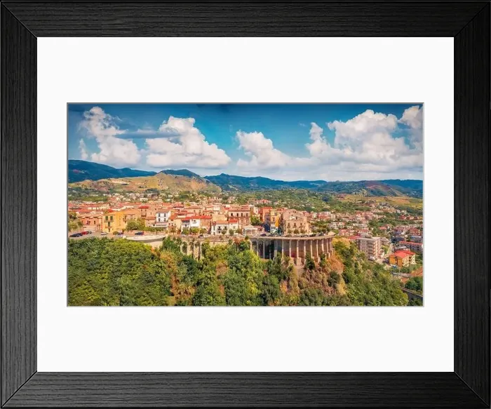 Framed Print : View from flying drone of San Lucido - town and comune in the province of Cosenza in the Calabria region Framed Print : View from flying drone of San Lucido - town and comune in the province of Cosenza in the Calabria region