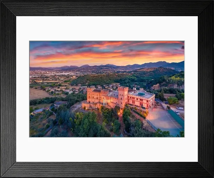 Framed Print : Majestic morning view from flying drone of Castelluccio Castle