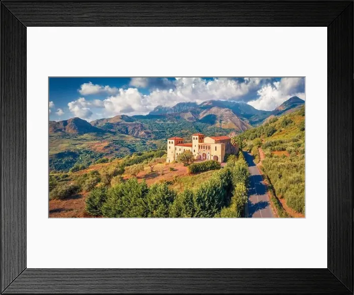 Framed Print : Amazing view from flying drone of typical Italian church Framed Print : Amazing view from flying drone of typical Italian church