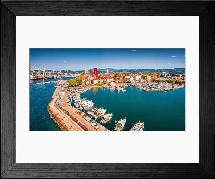 Framed Print : Adorable view from flying drone of Koper port Framed Print : Adorable view from flying drone of Koper port