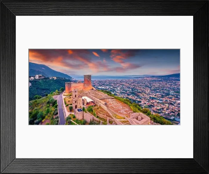 Framed Print : View from flying drone of Lettere Castlle Framed Print : View from flying drone of Lettere Castlle