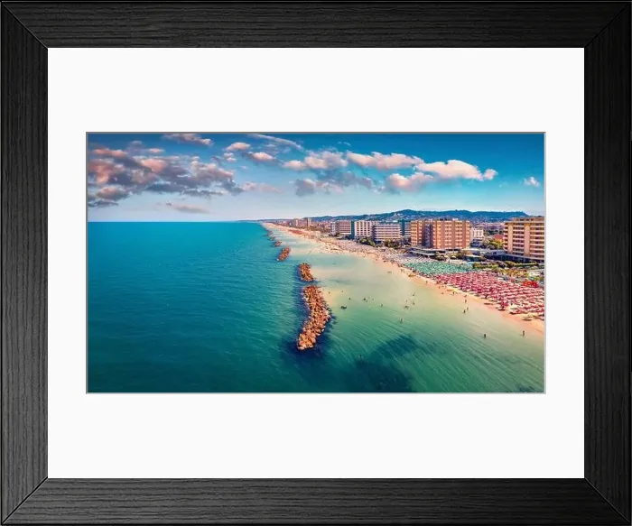 Framed Print : Aerial view from flying drone Montesilvano public beach Framed Print : Aerial view from flying drone Montesilvano public beach