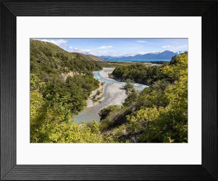Framed Print : Turquoise creek flowing to the beautiful Lago General Carrera in southern Chile - Traveling the Carretera Austral Framed Print : Turquoise creek flowing to the beautiful Lago General Carrera in southern Chile - Traveling the Carretera Austral