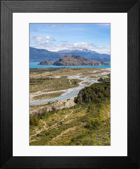 Framed Print : Turquoise creek flowing to the beautiful Lago General Carrera in southern Chile - Traveling the Carretera Austral Framed Print : Turquoise creek flowing to the beautiful Lago General Carrera in southern Chile - Traveling the Carretera Austral