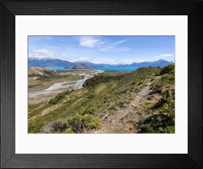 Framed Print : Turquoise creek flowing to the beautiful Lago General Carrera in southern Chile - Traveling the Carretera Austral Framed Print : Turquoise creek flowing to the beautiful Lago General Carrera in southern Chile - Traveling the Carretera Austral