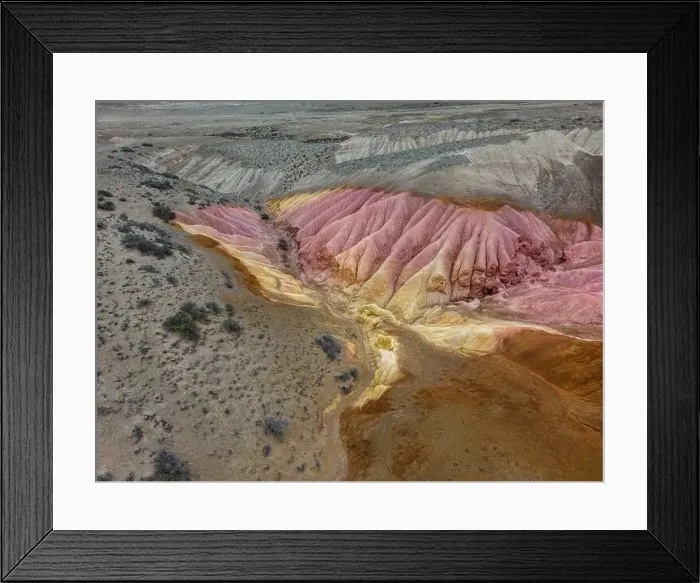 Framed Print : Aerial view of the stunning landscape of Tierra de Colores in Parque Patagonia in Argentina, South America Framed Print : Aerial view of the stunning landscape of Tierra de Colores in Parque Patagonia in Argentina, South America