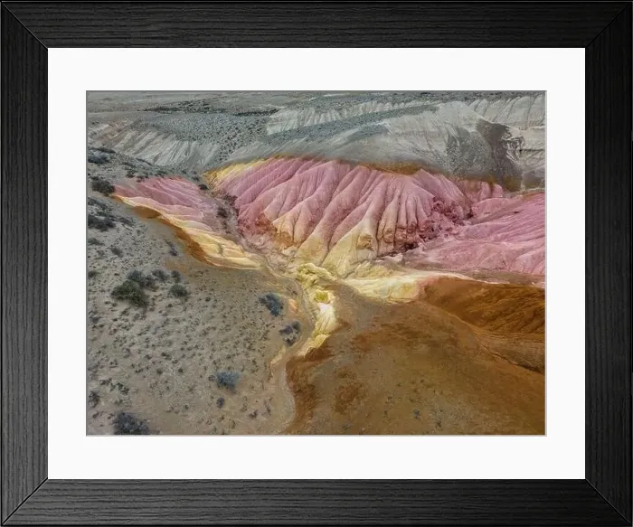 Framed Print : Aerial view of the stunning landscape of Tierra de Colores in Parque Patagonia in Argentina, South America
