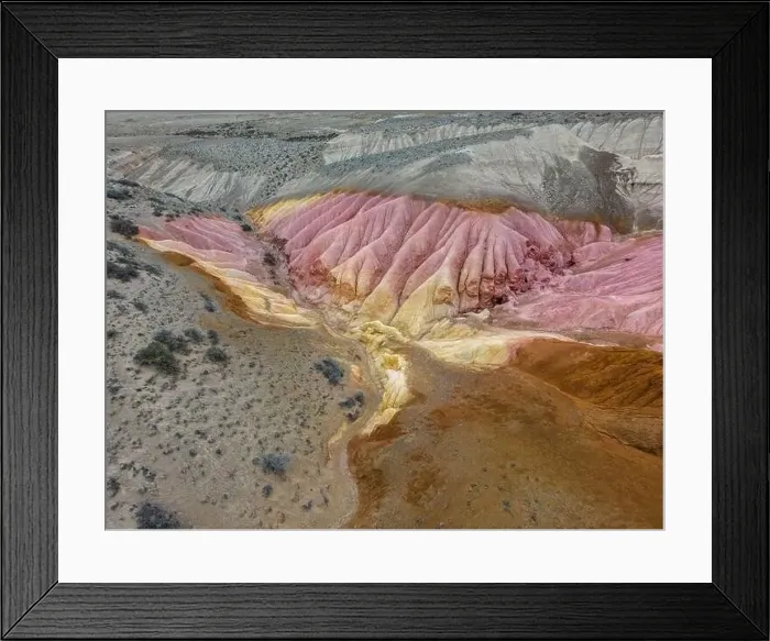 Framed Print : Aerial view of the stunning landscape of Tierra de Colores in Parque Patagonia in Argentina, South America Framed Print : Aerial view of the stunning landscape of Tierra de Colores in Parque Patagonia in Argentina, South America