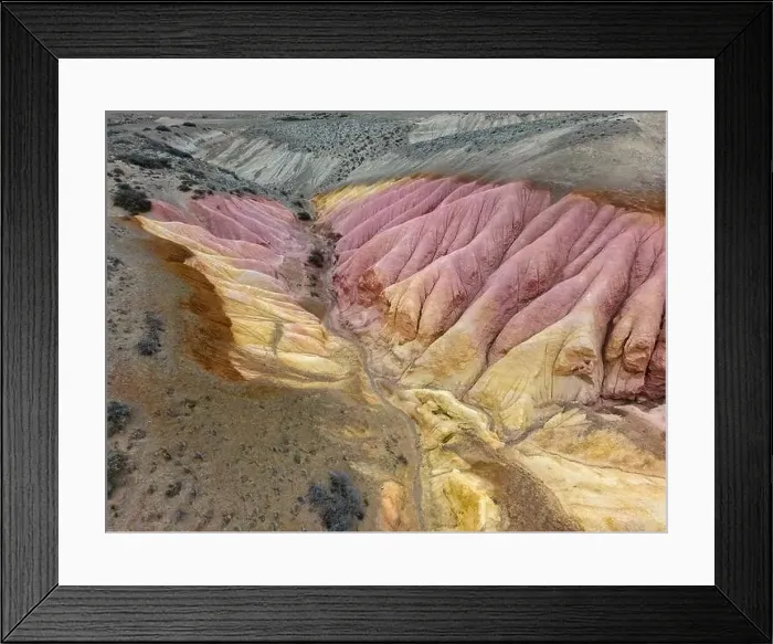 Framed Print : Aerial view of the stunning landscape of Tierra de Colores in Parque Patagonia in Argentina, South America Framed Print : Aerial view of the stunning landscape of Tierra de Colores in Parque Patagonia in Argentina, South America