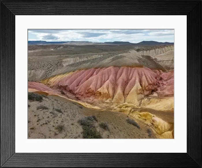 Framed Print : Aerial view of the stunning landscape of Tierra de Colores in Parque Patagonia in Argentina, South America Framed Print : Aerial view of the stunning landscape of Tierra de Colores in Parque Patagonia in Argentina, South America
