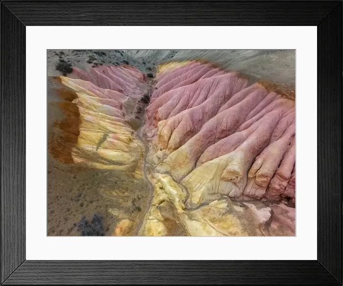 Framed Print : Aerial view of the stunning landscape of Tierra de Colores in Parque Patagonia in Argentina, South America