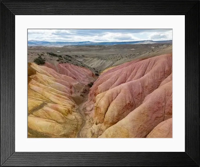 Framed Print : Aerial view of the stunning landscape of Tierra de Colores in Parque Patagonia in Argentina, South America Framed Print : Aerial view of the stunning landscape of Tierra de Colores in Parque Patagonia in Argentina, South America