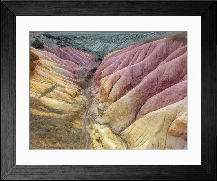 Framed Print : Aerial view of the stunning landscape of Tierra de Colores in Parque Patagonia in Argentina, South America Framed Print : Aerial view of the stunning landscape of Tierra de Colores in Parque Patagonia in Argentina, South America