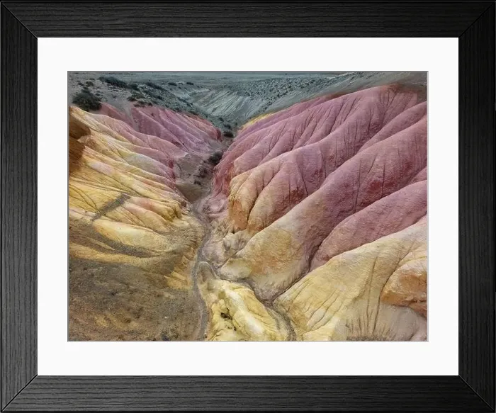 Framed Print : Aerial view of the stunning landscape of Tierra de Colores in Parque Patagonia in Argentina, South America Framed Print : Aerial view of the stunning landscape of Tierra de Colores in Parque Patagonia in Argentina, South America
