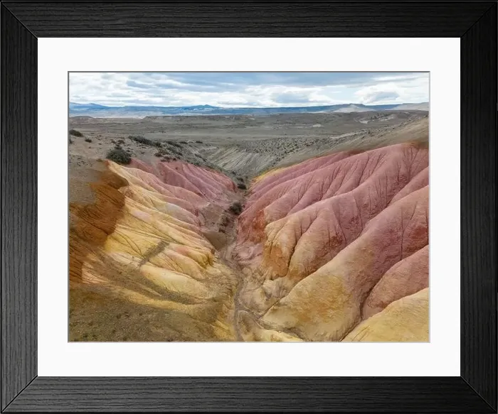 Framed Print : Aerial view of the stunning landscape of Tierra de Colores in Parque Patagonia in Argentina, South America Framed Print : Aerial view of the stunning landscape of Tierra de Colores in Parque Patagonia in Argentina, South America