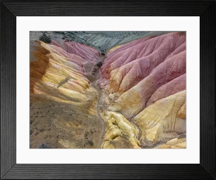 Framed Print : Aerial view of the stunning landscape of Tierra de Colores in Parque Patagonia in Argentina, South America Framed Print : Aerial view of the stunning landscape of Tierra de Colores in Parque Patagonia in Argentina, South America