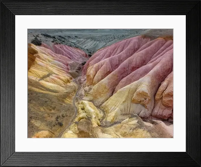 Framed Print : Aerial view of the stunning landscape of Tierra de Colores in Parque Patagonia in Argentina, South America Framed Print : Aerial view of the stunning landscape of Tierra de Colores in Parque Patagonia in Argentina, South America