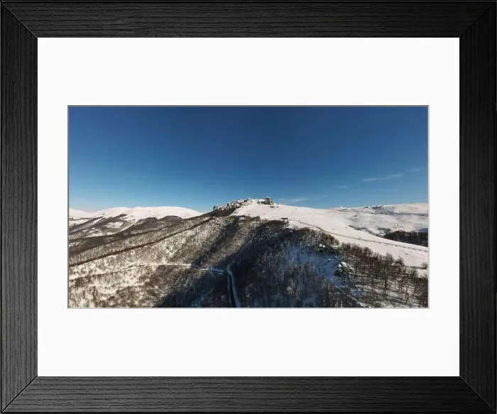 Framed Print : Stara Planina Babin Zub mountain in serbia covered with snow with road in winter day panorama tourist destination Framed Print : Stara Planina Babin Zub mountain in serbia covered with snow with road in winter day panorama tourist destination