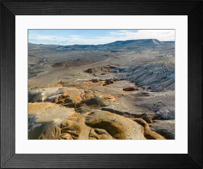 Framed Print : Aerial view of the stunning landscape of Tierra de Colores in Parque Patagonia in Argentina, South America Framed Print : Aerial view of the stunning landscape of Tierra de Colores in Parque Patagonia in Argentina, South America