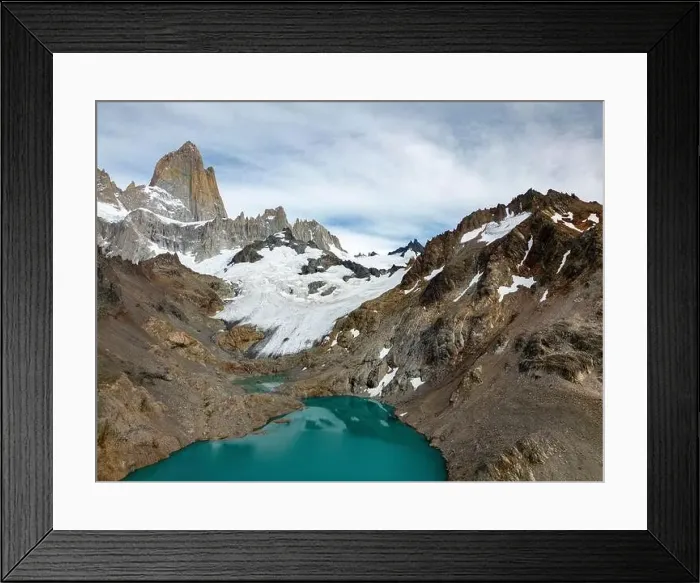 Framed Print : Aerial view of the stunning Mount Fitz Roy landscape with icefields Framed Print : Aerial view of the stunning Mount Fitz Roy landscape with icefields
