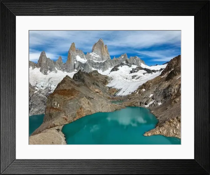 Framed Print : Aerial view of the stunning Laguna de los Tres Framed Print : Aerial view of the stunning Laguna de los Tres