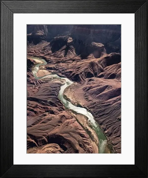 Framed Print : Colorado River in Grand Canyon, Sout Rim, California, USA. Aerial view from helicopter Framed Print : Colorado River in Grand Canyon, Sout Rim, California, USA. Aerial view from helicopter