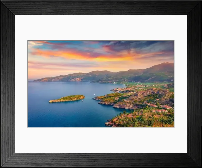 Framed Print : Beautiful summer scenery. Breathtaking summer view of Kardamili port Framed Print : Beautiful summer scenery. Breathtaking summer view of Kardamili port